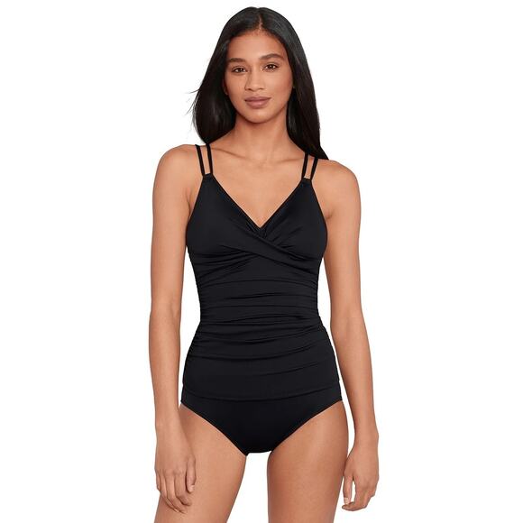 Lauren Ralph Lauren Double Strap Black Tankini Swimsuit Top Size 16 NWT - Picture 1 of 5